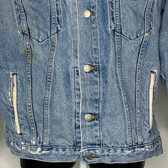 Vintage Arizona Jean Denim Jacket M Destroyed - Picture 4 of 9